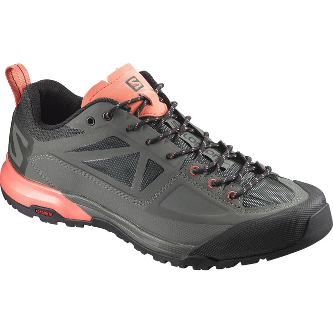 Salomon Israel X ALP SPRY W - Mens Hiking Boots - Coral Grey Black (QYUO-46073)